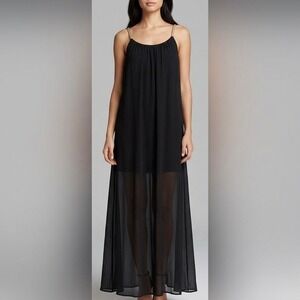 Love Culture Dress Womens M Black Gold Braid Sheer Maxi Slip Vtg Y2K whimsigoth